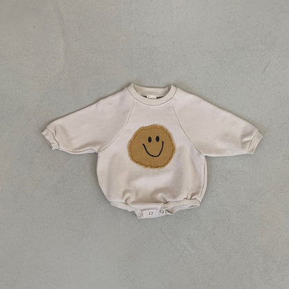 Smiley Face Sweatshirt Baby Romper