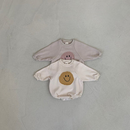 Smiley Face Sweatshirt Baby Romper